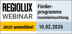 Regiolux Webinar - Förderprogramme Innenbeleuchtung - 10. Februar 2026 - 09:30 Uhr