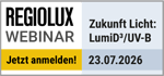 Regiolux Webinar - Zukunft Licht: Wie LumiD³ mit UV-B echte Mehrwerte für Mitarbeitende und Unternehmen schafft - 23. Juli 2026 - 09:30 Uhr